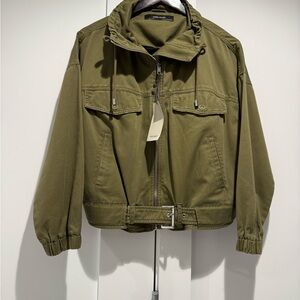 Zara Olive Utility Belted Jacket